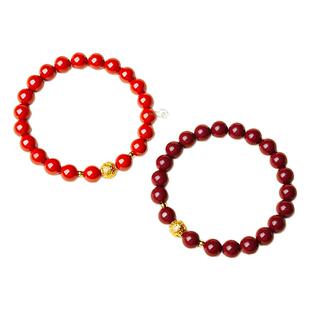 【普陀山直发】天然朱砂手串999足金包银招财手链正品官方旗舰店