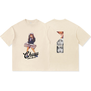 Chuu爱豆海报设计印花粉丝应援周边重磅纯棉T恤半袖杉情侣男女款