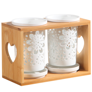 厨房用品创意沥水瓷竹收纳盒餐具陶瓷筷子篓筷子筒桶笼家用置物架