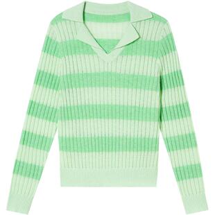 SALT.P可颜绿色翻领针织衫女毛衣羊毛混纺2026春季新款AC36106080