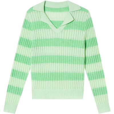 SALT.P可颜绿色翻领针织衫女毛衣羊毛混纺2026春季新款AC36106080