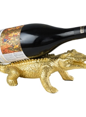 树叶鳄鱼美式风客厅玄关红酒架