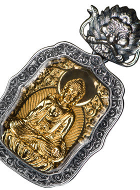 仓吉手工佛像镀金随身银饰吊坠