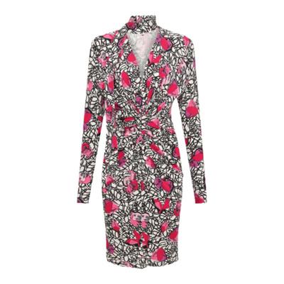 DVFV领印花长袖短款连衣裙