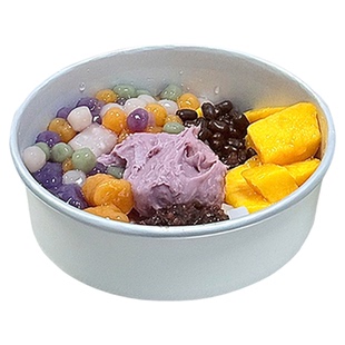 芋泥饱饱碗打包盒一次性白色铝箔纸碗芋圆椰奶甜品糖水盒子清补凉