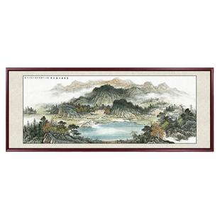 聚宝盆山水画客厅挂画办公室靠山图西墙沙发背景墙壁画装饰画国画