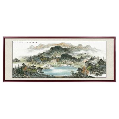 聚宝盆山水画西墙客厅挂画靠山图