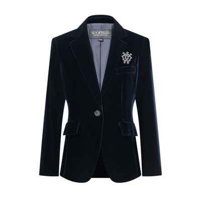 Scofield女装平驳领丝绒西装外套
