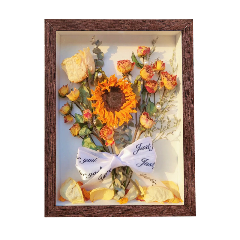 立体中空干花相框七夕情人节diy礼物玫瑰花束保存框蝴蝶标本画框