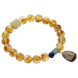 有灵新款上市鸿运天然黄发晶黄塔晶翡翠沉香水晶手串获得事业手链