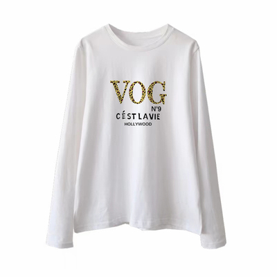 100%纯棉白色长袖t恤上衣女春秋新款韩版宽松显瘦内搭大码圆领打