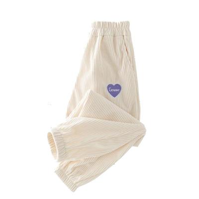 女童裤子冬季2025新款中大儿童加绒休闲卫裤秋冬女孩灯芯绒运动裤