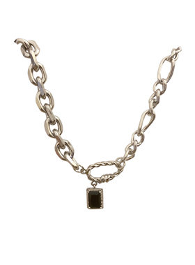 冷淡风黑色小方不规则项链