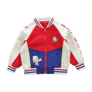 奥特曼童装男童外套春秋新款棒球服开衫亮灯卡通双层卫衣外套痞帅