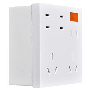 86型明装插座10A十二孔免底盒多孔墙壁厨房电源二三插明盒16A插座