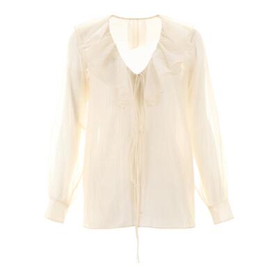 wanatry仙气感重工荷叶边衬衫女