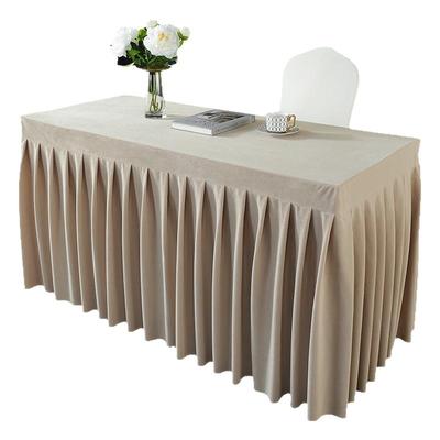 会议桌布绒布桌裙套酒店商务展会办公长条桌桌罩磨砂绒定制印logo
