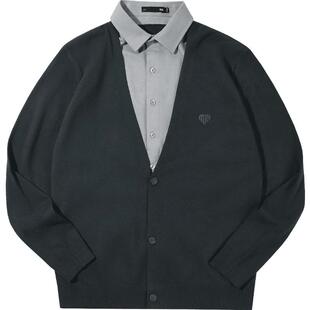 HLA/海澜之家亦心即为双领针织衫25秋冬新款假两件刺绣保暖毛衣男