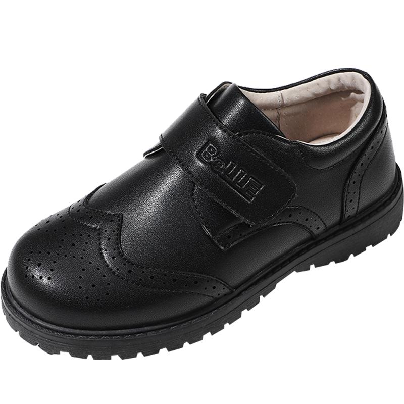 百丽童鞋男童英伦风黑皮鞋2024秋季新款儿童学生鞋校园演出鞋单鞋