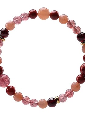 普陀山五行手链喜补火手串天然正品月光石石榴石高端细送女友