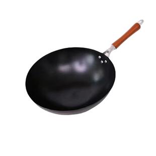 传统二代铁锅章丘传统老式无涂层炒菜圆底炒锅家用明火电磁炉通用