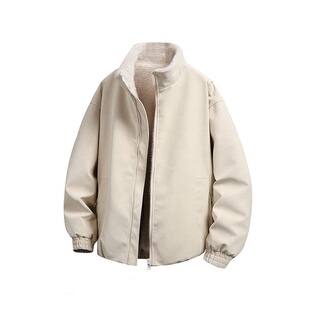 美式立领雾面pu皮夹克加绒外套男女新款设计感夹克痞帅高级感上衣