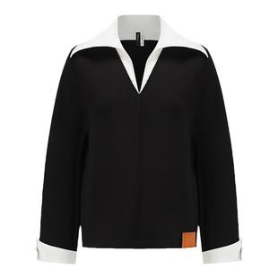 【deepmoss】优雅复古潮流时尚假两件拼接空气层卫衣牛仔裤套装女