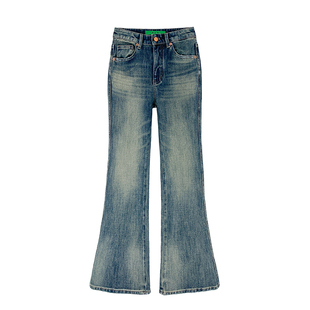 【现货】西草儿8853微喇牛仔裤女喇叭裤加长马蹄裤显瘦蓝色拖地裤