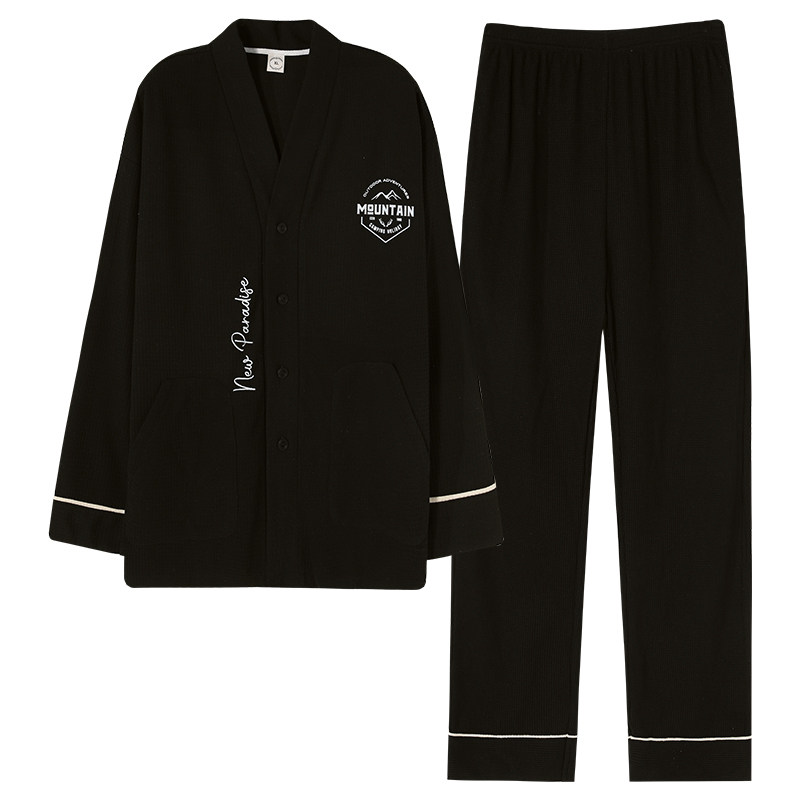睡衣套装男士春秋长袖和服开衫