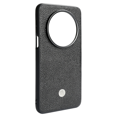 华为mate70rs手机壳真皮黑栈革