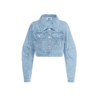 QUARTER IN NIGHT2025秋季新款短款满印logo提花牛仔外套套装