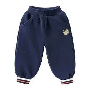 右欧男童女童加绒加厚运动裤束脚冬季新款童装儿童保暖卫裤长裤子