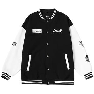 GENANX闪电潮牌美式棒球服夹克复古情侣装秋冬季vibe风外套男女装