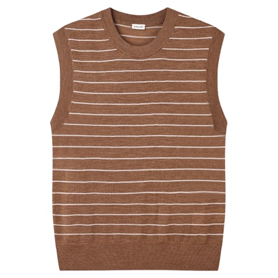 STELLAM女装 LYON 条纹羊毛无袖开衫外套