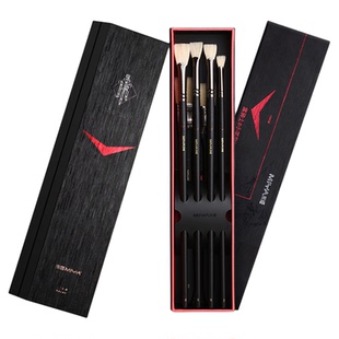 米娅黑骑士水粉笔套装美术生专用水粉画水洗笔油画笔猪鬃丙烯颜料画笔联考集训艺考推荐扇形笔米亚画笔11只装