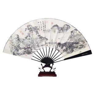 王星记扇子折扇男中国风古风男扇定制夏季汉服随身黑色绢扇礼品扇