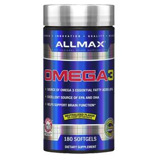 豹哥补剂ALLMAX 欧米伽OMEGA-3健身深海鱼油软胶囊塑体增肌180粒