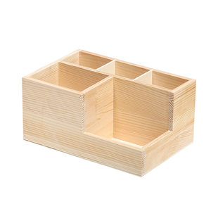 日式美甲工具收纳盒大容量多层托盘原木棉片盒笔筒桌面整理置物架