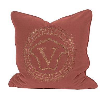 烫钻抱枕沙发靠垫天鹅绒纯色方枕