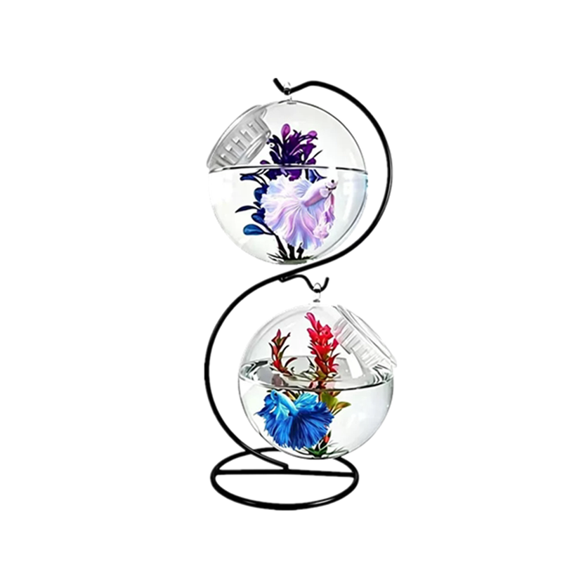 斗鱼专用缸圆形玻璃工艺观赏鱼缸