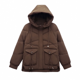 羽绒棉服女小个子洋气高级感百搭冬季宽松显瘦连帽外套2025年新款