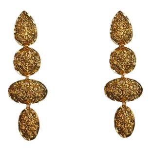 金色质感高级感耳夹夸张长款耳环女欧美气质优雅潮时尚大耳钉耳饰