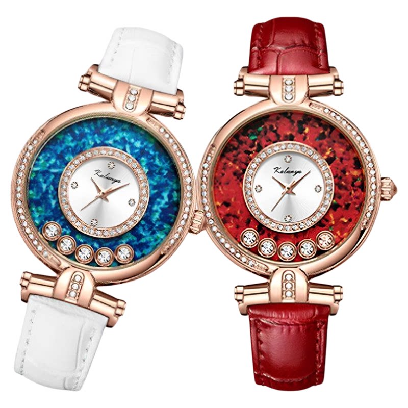 轻奢镶钻夜光防水真皮石英表女表