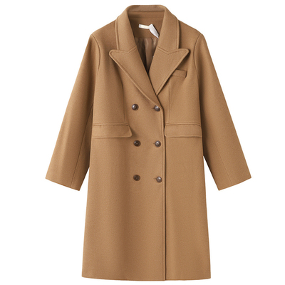大码法式高级感双排扣呢大衣
