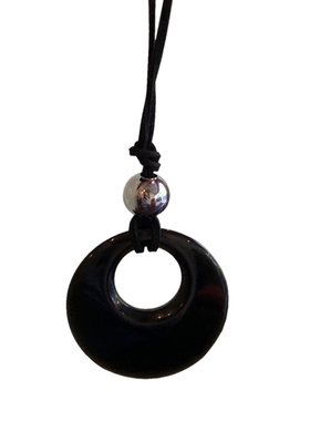 chicaddblack黑曜石圆环项链