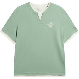 李宁冰丝短袖男士夏季2026新款男装假两件上衣刺绣V领半袖运动T恤