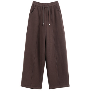 羊羔绒弯刀裤子女冬季加绒加厚高腰窄版香蕉镰刀直筒阔腿运动卫裤