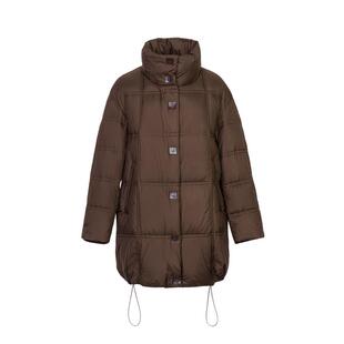 XG雪歌咖色长袖白鸭绒羽绒服时尚冬季新款中长款通勤保暖外套女装