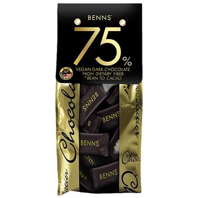 【自营】【新品】BENNS贝纳丝黑巧克力纯可可脂75%零食黑巧440g