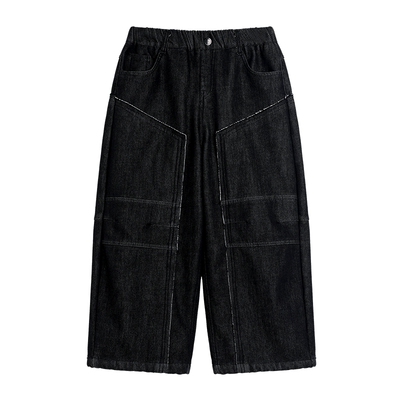 潮酷一体绒直筒防风直筒牛仔裤